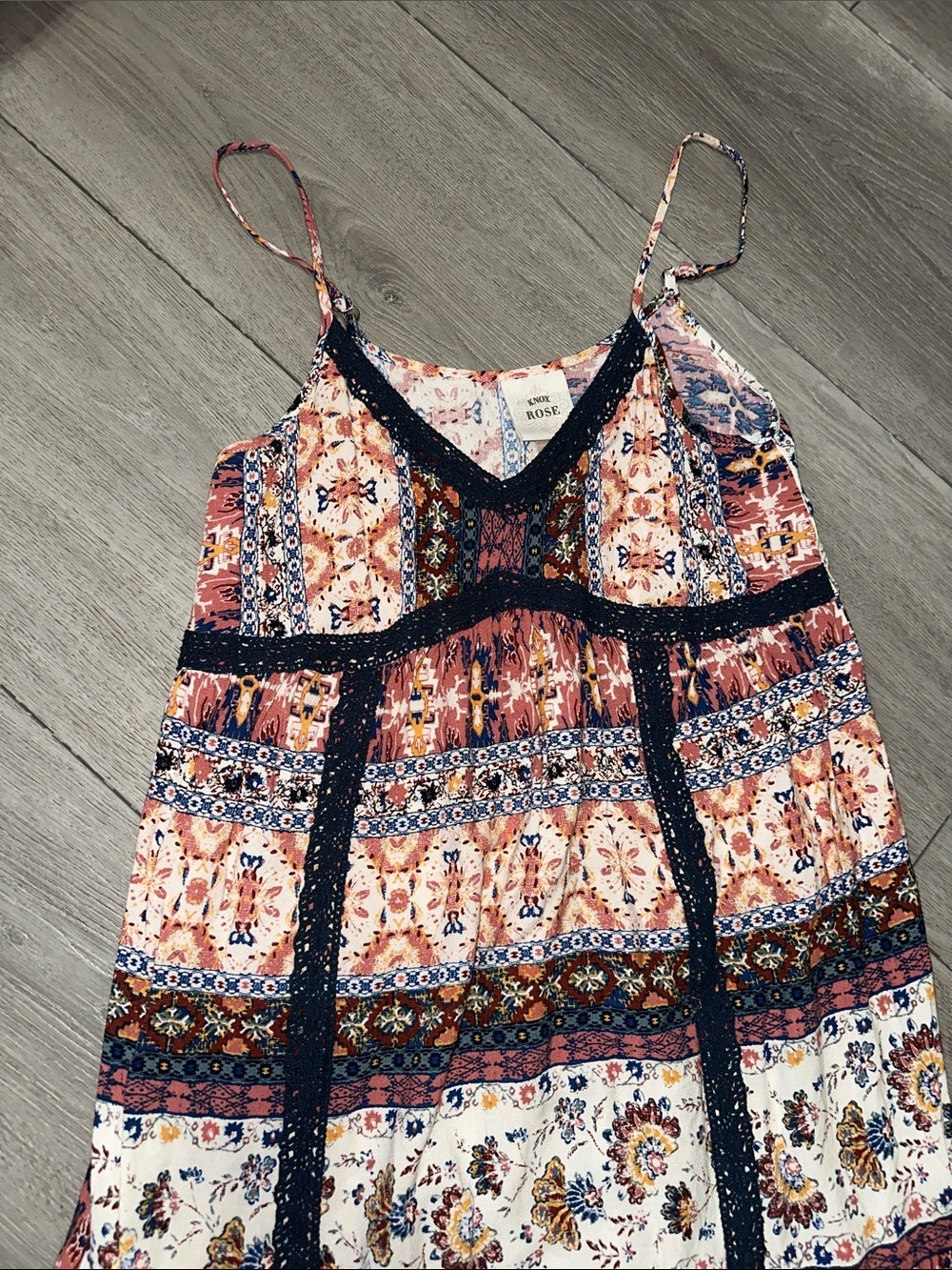 Knox Rose Floral Boho Tank Top in Navy, Rust, Pink and Cream size XS - Picture 2 of 6